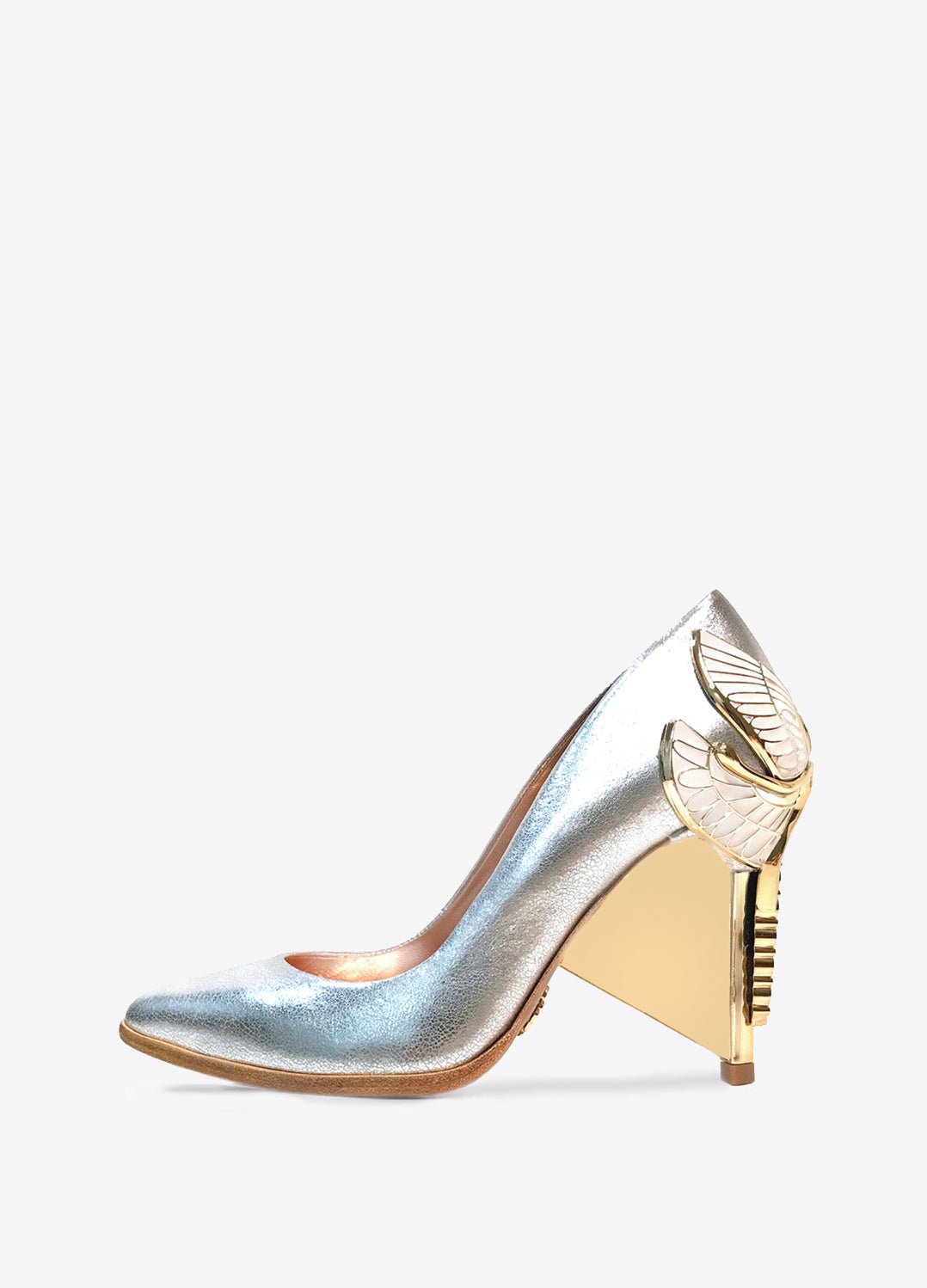 AURORA PUMPS - FEMMES SANS PEUR - Women's silver leather high heel pumps with Swarovski crystals.