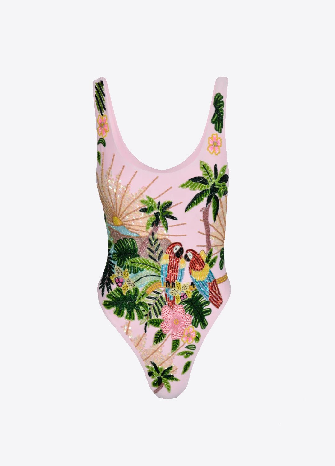 MAYA SCOOP BACK PINK TROPICAL SWIMSUIT - FEMMES SANS PEUR -