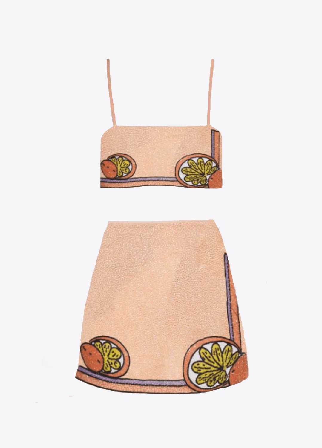 MELODIE CO-ORD HAND EMBROIDERED CRYSTAL PEACH SKIRT - FEMMES SANS PEUR -